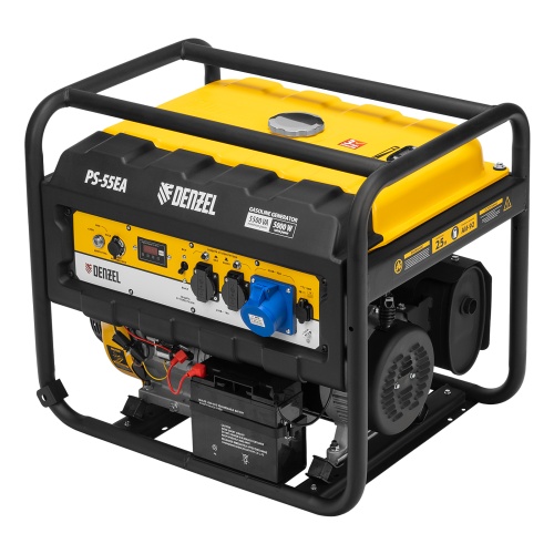 Генератор бензиновый PS 55 EA, 5.5 кВт, 230 В, 25 л, коннектор автоматики, электростартер Denzel фото 2 Генератор бензиновый PS 55 EA, 5.5 кВт, 230 В, 25 л, коннектор автоматики, электростартер Denzel фото 2