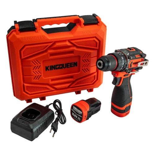 Шуруповерт бесщеточный KINGQUEEN ударный 16.8В, патрон 10мм, 2 АКБ, кейс, KQ-902K.1 фото 3