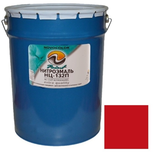 Эмаль Novocolor НЦ-132 ГОСТ глянцевая красная 25 кг