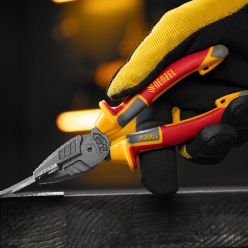 Плоскогубцы комбинированные, диэлектрические трехкомпонентные рукоятки до 1000 В, 165 мм Denzel фото 9