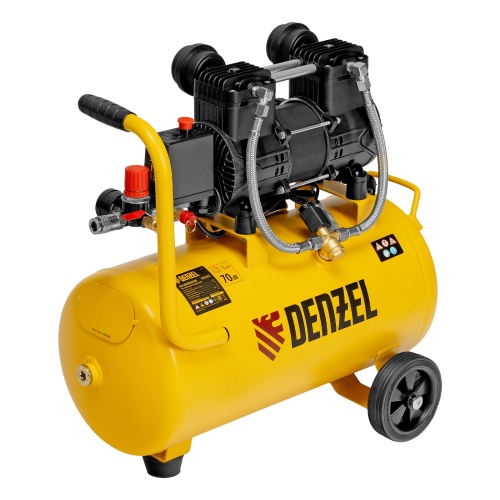 Компрессор безмасл. малошумный DLP-950/24, 950Вт,24 л, 2850 об/мин, 170 л/мин Denzel фото 3