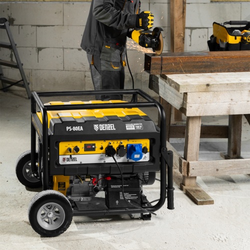 Генератор бензиновый PS 80 EA, 8.0 кВт, 230 В, 25 л, коннектор автоматики, электростартер Denzel фото 15 Генератор бензиновый PS 80 EA, 8.0 кВт, 230 В, 25 л, коннектор автоматики, электростартер Denzel фото 15