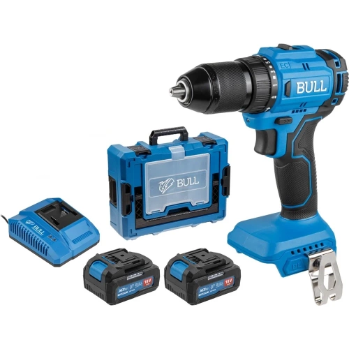 Аккумуляторная дрель-шуруповерт BULL SR 1803 Xcase XLTpro бесщеточная, 2x4 А*ч, 18 В, 45 Н*м, БЗП 13 мм ЦЗ-0859170900 Аккумуляторная дрель-шуруповерт BULL SR 1803 Xcase XLTpro бесщеточная, 2x4 А*ч, 18 В, 45 Н*м, БЗП 13 мм ЦЗ-0859170900