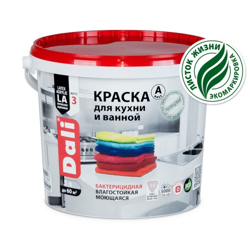 DALI краска латексная для кухни и ванной база А 5 л 1 влагостойкая биотзащитная 15708