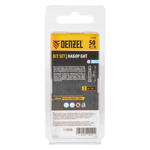 Бита SL5,0х50, сталь S2, шестигранный профиль, 2 шт. Е 6,3 Denzel фото 3