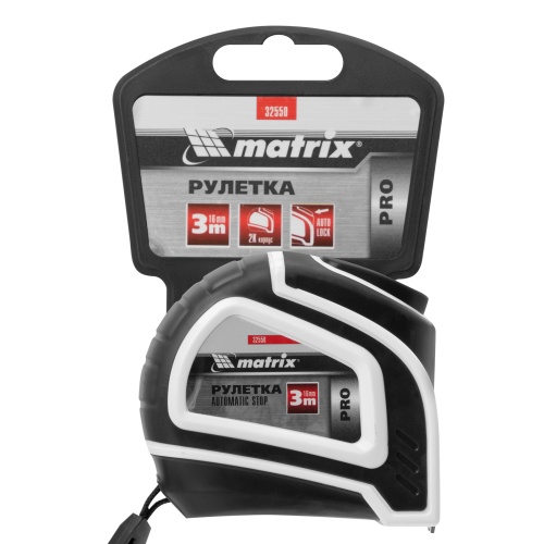Рулетка Autostop,3 м х 16 мм,двухкомпонентный корпус,автоматическая фиксация,Pro Matrix фото 6 Рулетка Autostop,3 м х 16 мм,двухкомпонентный корпус,автоматическая фиксация,Pro Matrix фото 6