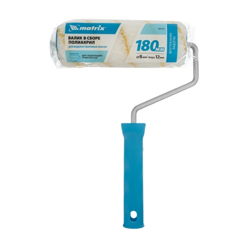 Валик для внутренних работ синтетический, 180 мм, ворс 12 мм, D 48 мм, D ручки 8 мм, полиакрил Matrix фото 6