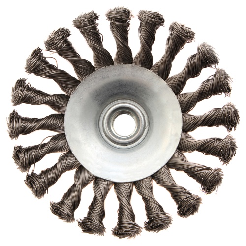 Щетка для УШМ, 125 мм, "Тарелка", крученая нержавеющая проволока 0.5 мм, М14 Denzel фото 4 Щетка для УШМ, 125 мм, "Тарелка", крученая нержавеющая проволока 0.5 мм, М14 Denzel фото 4