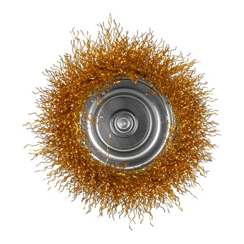 Щетка для дрели, 75 мм, "чашка" со шпилькой, латунированная витая проволока Matrix фото 3