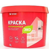 Краска интерьерная влагостойкая Грида Эко матовая база А 14 кг