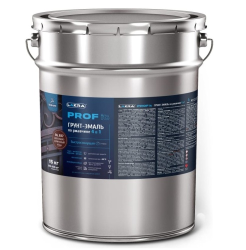 Грунт-эмаль по ржавчине 4 в 1 Лакра Prof it шоколадно-коричневый RAL 8017 15 кг Грунт-эмаль по ржавчине 4 в 1 Лакра Prof it шоколадно-коричневый RAL 8017 15 кг
