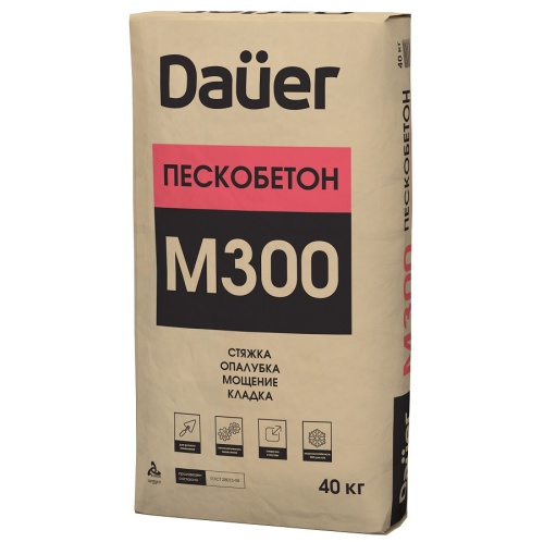 Cухая смесь Dauer М-300 Пескобетон зимняя 40 кг фото 3