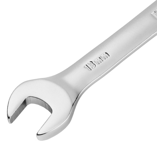 Ключ комбинированный трещоточный, 13 мм, CrV, матовый хром Denzel фото 3