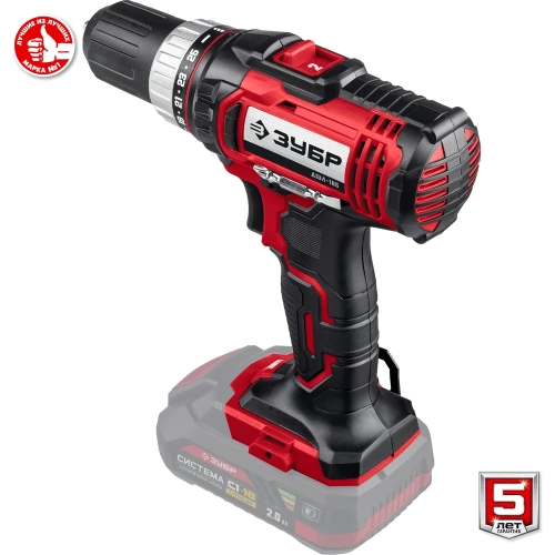 Дрель-шуруповерт ЗУБР 18 В, без АКБ, в коробке ДШЛ-185 фото 10