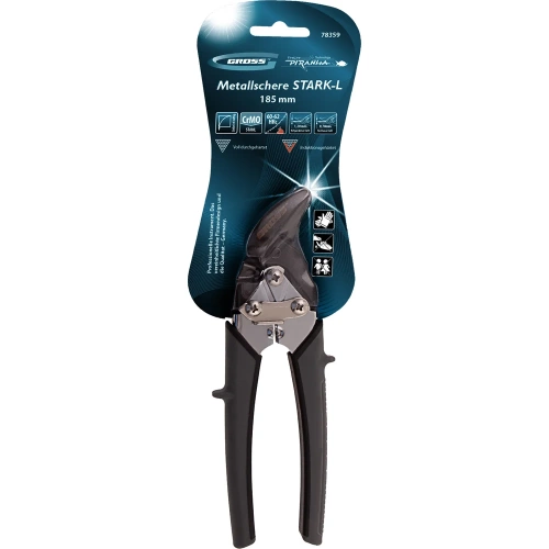 Ножницы по металлу GROSS PIRANHA 185 мм, прямой и левый рез, сталь - СrM, двухкомпонентные рукоятки 78359 фото 11 Ножницы по металлу GROSS PIRANHA 185 мм, прямой и левый рез, сталь - СrM, двухкомпонентные рукоятки 78359 фото 11