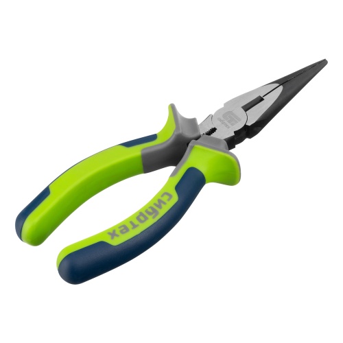 Длинногубцы прямые 160 мм, фосфатирование, трехкомпонентные рукоятки Сибртех фото 2