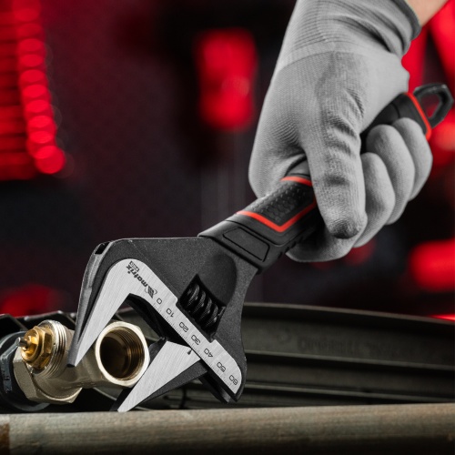 Ключ разводной, тонкие губки, фосфатированный, двухкомпонентная рукоятка, 300 мм, PRO Matrix фото 7