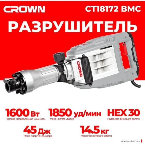 Отбойный молоток Crown CT18172 BMC фото 3