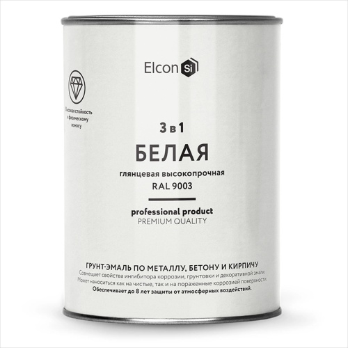 Грунт-эмаль Elcon 3 в 1 глянцевая белая RAL 9003 0,8 кг