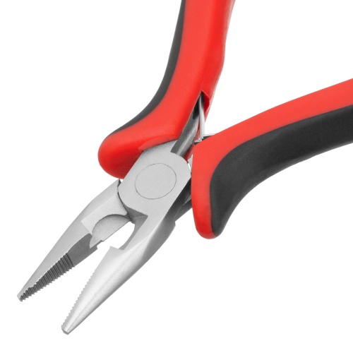 Длинногубцы прямые Mini, 130 мм, никелированные, авторазжим, двухкомпонентные рукоятки Matrix фото 3