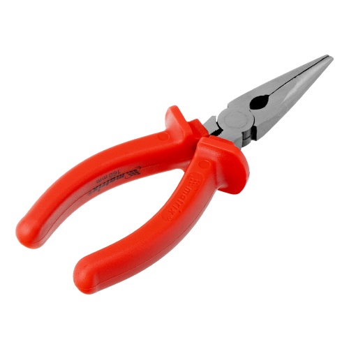 Длинногубцы прямые Econom, 160 мм, шлифованные, пластмассовые рукоятки Matrix фото 2