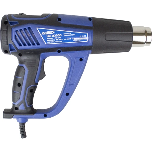 Термопистолет Redbo HG-2300D, 2300Вт; 50-350/60-600С; 300/500л/мин, 2 насадки 40017 фото 4