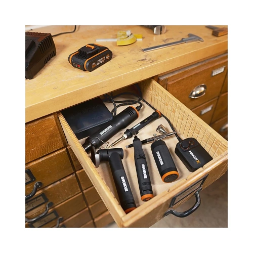 Гравировальная машинка WORX WX739.9 + Выжигатель WORX WX744.9, 20 В, 2 Ач, адаптер, ЗУ, кейс WX988 фото 11