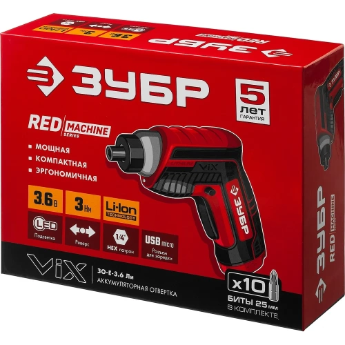 Аккумуляторная отвертка ЗУБР ViX 3.6 В ЗО-Е-3.6 Ли фото 9 Аккумуляторная отвертка ЗУБР ViX 3.6 В ЗО-Е-3.6 Ли фото 9
