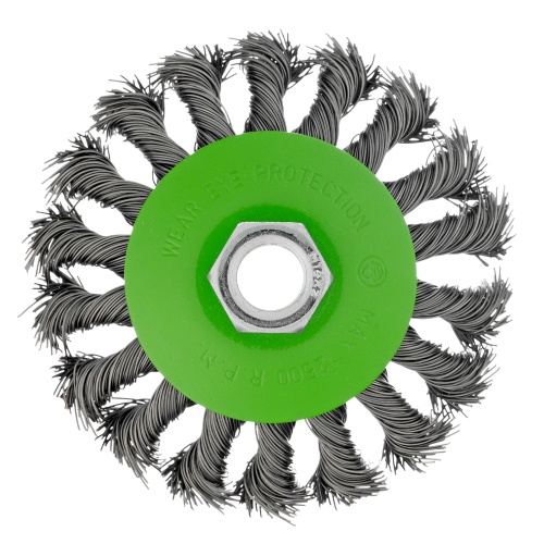 Щетка для УШМ, 100 мм, М14, "тарелка", крученая металлическая проволока Сибртех фото 3