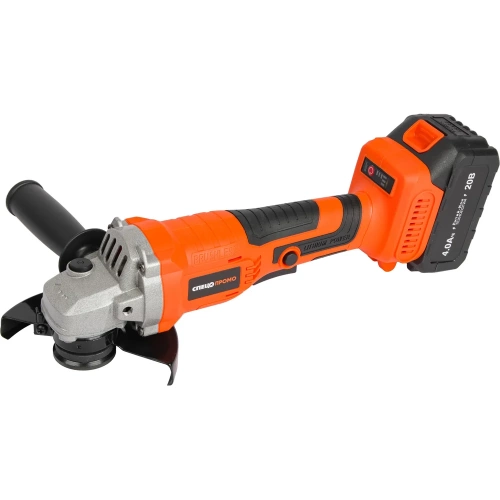 Шлифмашина угловая СПЕЦ набор промо БШУ-20-ПБ, бесщеточная, аккумуляторная, 125мм, 3000-8000об/мин, 20В, 2 аккумулятора Ли-Ион, 4,0Ач, зарядное устройство 5,0ч, кейс, цв рубашка на кейс+диск алмазный отрезной БИЗОН 125х22,2х1,8мм 4127/БИЗОН-0512003 фото 5