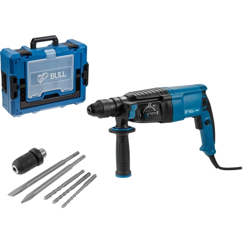 Перфоратор BULL BH 2602 в чемодане Xcase 800 Вт, 3.0 Дж, 4 реж. + 2 зубила, 3 сверла, БЗП в комплекте 1329814 Перфоратор BULL BH 2602 в чемодане Xcase 800 Вт, 3.0 Дж, 4 реж. + 2 зубила, 3 сверла, БЗП в комплекте 1329814