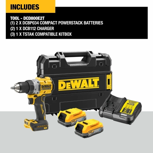 Бесщеточная дрель-шуруповерт DEWALT 2 скорости, 2 АКБ 18 В XR Li-Ion DCD800E2T-QW фото 9