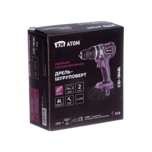Дрель-шуруповерт ударная аккумуляторная КМ АТОМ 18 В без АКБ и ЗУ CID-184BL фото 9
