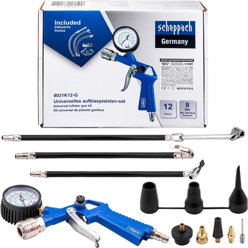 Пистолет для подкачки универсальный Scheppach набор 12 предметов Sch-8031K12-G(65738)