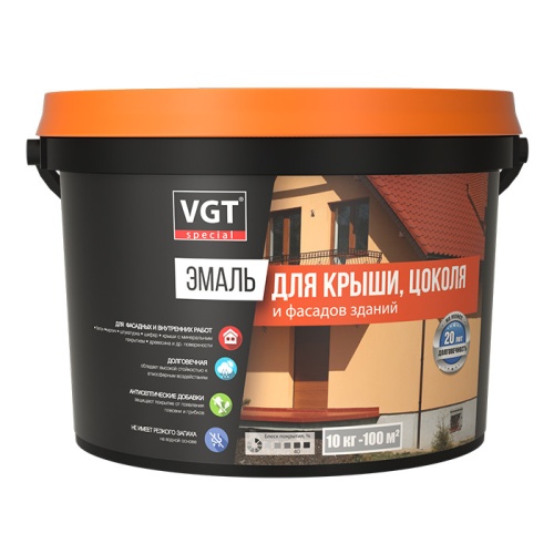 Эмаль для крыши цоколя и фасадов зданий VGT ВД-АК-1179 полуглянцевая супербелая 2,5 кг