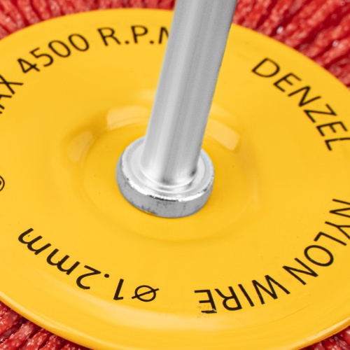 Щетка для дрели, 100 мм, Плоская, со шпилькой, нейлоновая щетина Denzel фото 3
