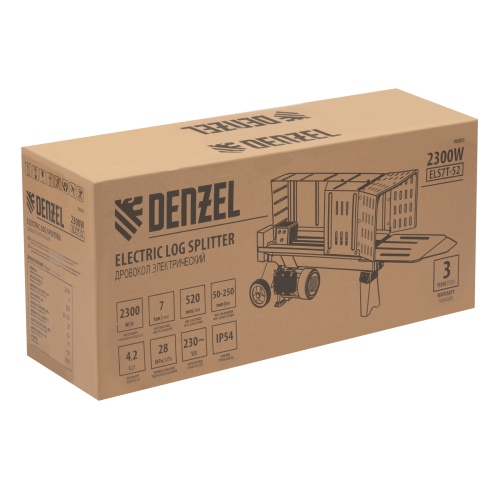 Дровокол электрический ELS7T-52, 2300 Вт, сила раскола 7т, макс. размеры полена D250 x 520 мм Denzel фото 18