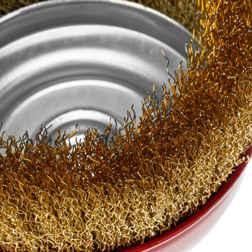 Щетка для УШМ, 125 мм, М14, "чашка", латунированная витая проволока Matrix фото 5