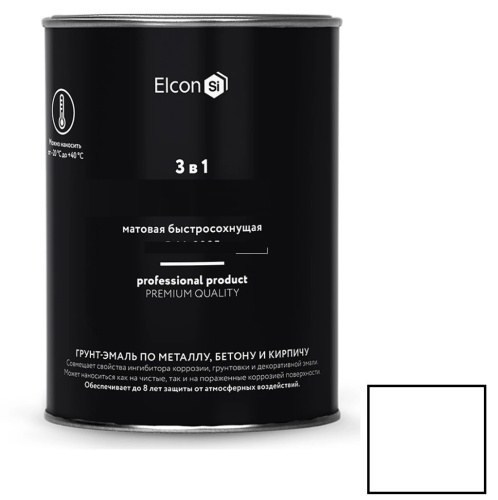Грунт-эмаль по ржавчине Elcon 3 в 1 матовая RAL 9003 белая 0,8 кг