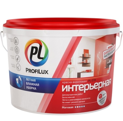Краска акриловая Profilux PL-07A интерьерная супербелая 14 кг
