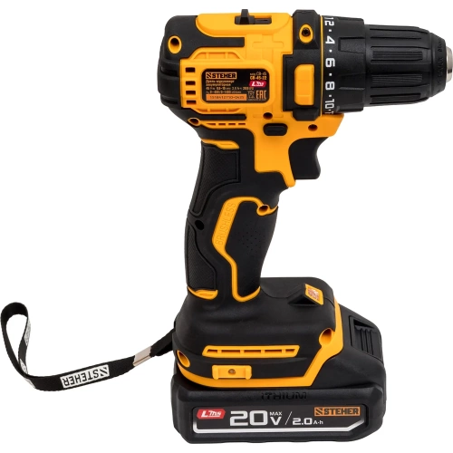 Бесщеточная дрель-шуруповерт STEHER 20 В, 45 Н·м, 2 АКБ LMS (2 А·ч), сумка CB-45-22 фото 4