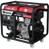 Генератор дизельный KOMAN 220В, мощность 6000Вт-6300Вт, силовая розетка, эл. стартер, колеса RD6300E