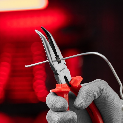 Длинногубцы изогнутые Econom, 180 мм, шлифованные, пластмассовые рукоятки Matrix фото 9