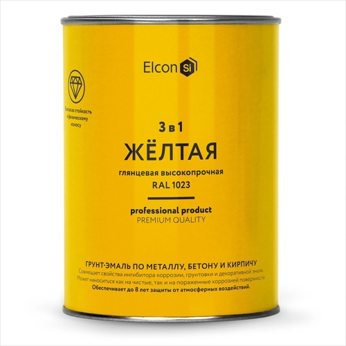 Грунт-эмаль Elcon 3 в 1 глянцевая жёлтая RAL 1023 0,8 кг Грунт-эмаль Elcon 3 в 1 глянцевая жёлтая RAL 1023 0,8 кг