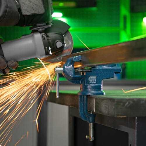 Тиски слесарные, настольные, поворотные, ширина рабочих губок 65 мм, наковальня Сибртех фото 31