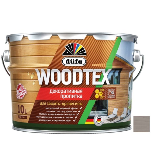 Пропитка декоративная для защиты древесины Dufa Woodtex серая 9 л Пропитка декоративная для защиты древесины Dufa Woodtex серая 9 л