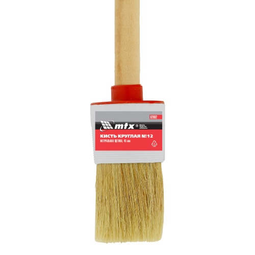 Кисть круглая №12 (45 мм) натуральная щетина, деревянная ручка MTX фото 4