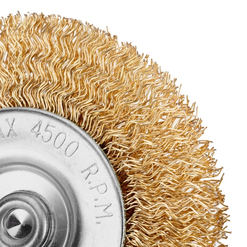 Щетка для дрели, 75 мм, плоская со шпилькой, латунированная витая проволока Matrix фото 4