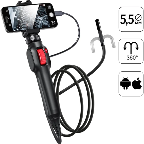 Видеоэндоскоп управляемый USB iCarTool 2Мп, 1920x1080, 1.5м, 5.5мм, 360° IC-V201 Видеоэндоскоп управляемый USB iCarTool 2Мп, 1920x1080, 1.5м, 5.5мм, 360° IC-V201
