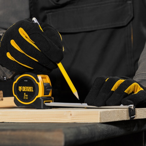 Рулетка 5м х 25мм, двухкомп. корпус, магнитный обрезиненный зацеп Denzel фото 10